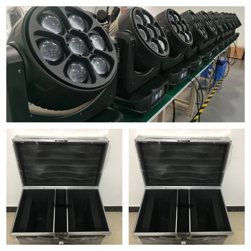 

4 штуки с кейсом, 7x 60W RGBW LED Moving Head Zoom, световые приборы с эффектом Bee Eye, LED Moving Head Beam Wash Effect