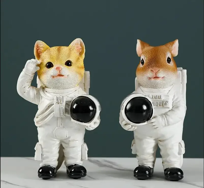 Resin Animal Astronaut Ornaments Rabbit Statue Model Decoration Crafts Statuette Home Accessories Figurines Gift