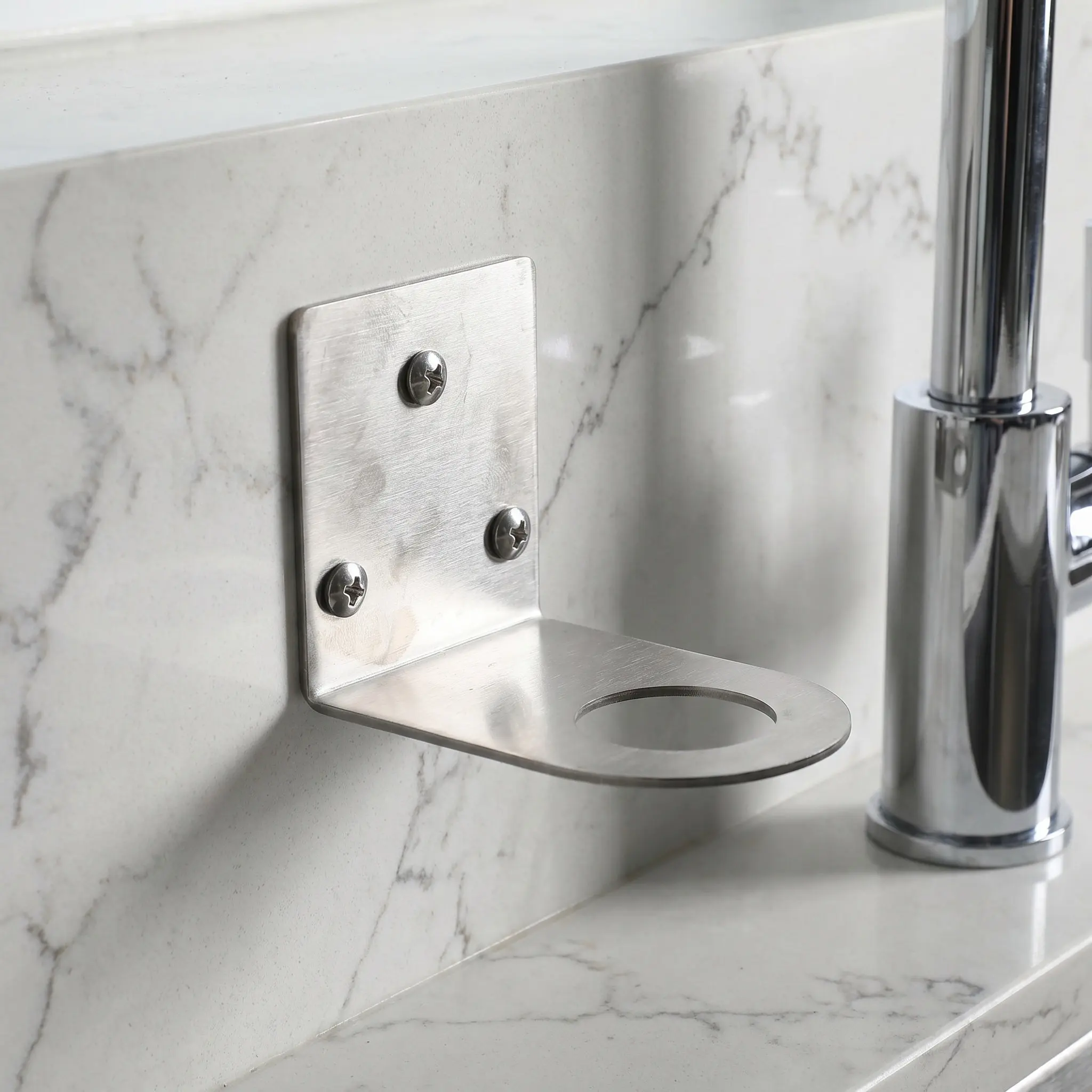 Stainless Steel Faucet Mounting Bracket Right Angle Wall Plate Holder for Kitchen Sink Water Purifier Filter Support Heavy Duty