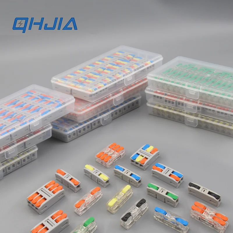 1 BOX Tool‑Free Mini Push‑in Terminal Block Splicable Quick Docking Wire Connector Press‑Fit Joint for Home Electrical Cablea