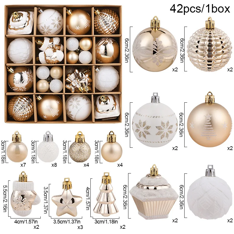 

42PCS 6CM Christmas Ball Xmas Tree Hanging Pendant Ornaments 2025 Christmas Home Decoration Supplies 2026 New Year Party Gifts