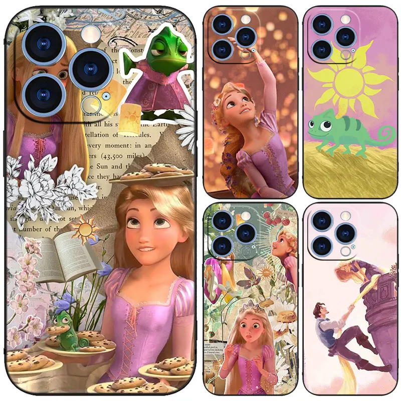 Rapunzel Tangled Black Phone Case For Apple iPhone 15 14 13 12 Mini 11 Pro MAX XR X XS 7 8 Plus SE 2020 2022 Cover