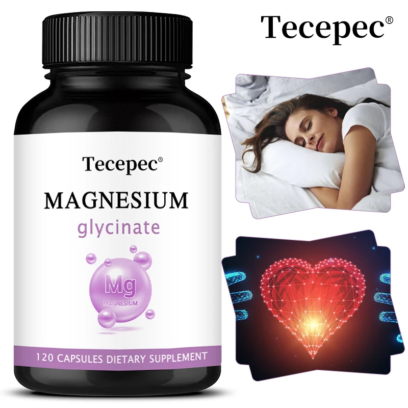 Magnesium Supplement - Pure Magnesium Glycinate Capsules, Maximum Absorption - Supports Sleep, Brain Function, Heart & Mood