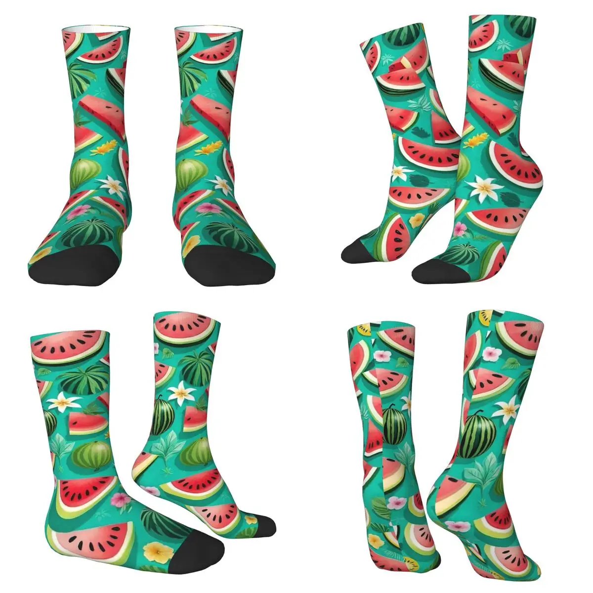 

Summer Refreshing Watermelon Socks Sweat Absorbing Stockings All Season Long Socks Accessories for Man's Woman's Christmas Gifts