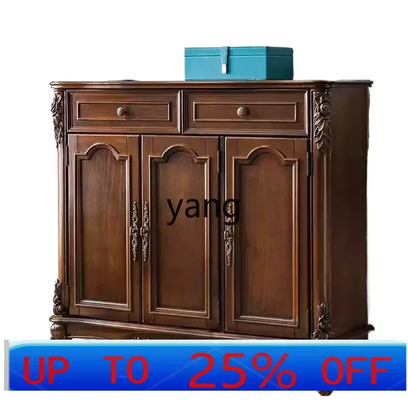 LH high-end integrated wall-to-door entrance entrance solid wood storage retro