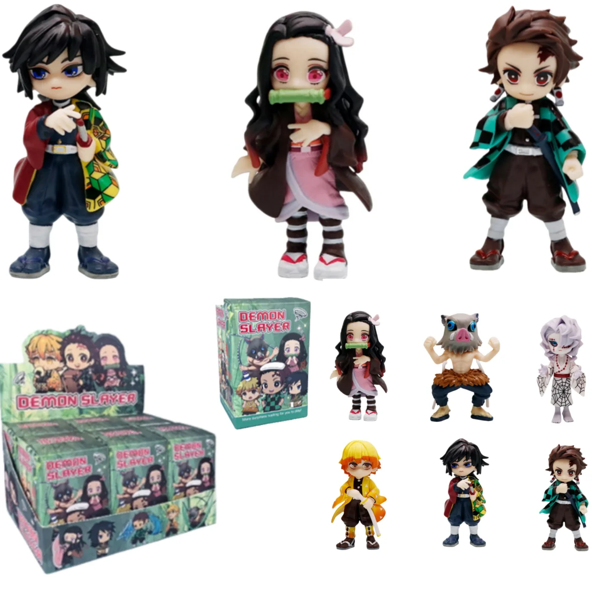 Figurine de dessin animé Demon Slayer Tanjiro Kamado Nezuko, boîte aveugle, statue créative personnalisée, modèle d'ornement, boîte cadeau surprise