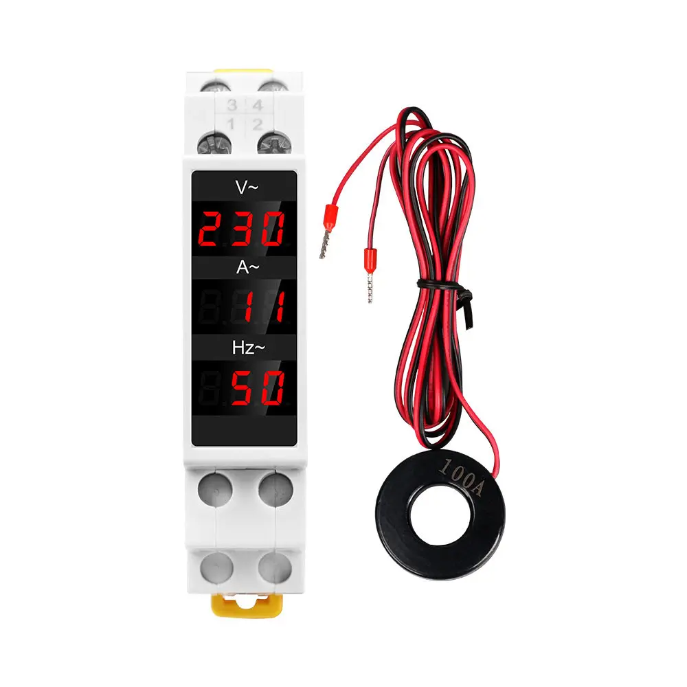 for FORSDM011VAH Single Phase Modular Current Meter 80-500V 1-100A 0-99Hz Voltage Current Frequency Meter Din Rail LED