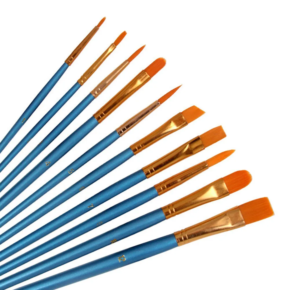 10Pieces Watercolor Oil Painting Brush Set Soft Hair Various Size Easy Clean Painting Supplies Set Paint Brush