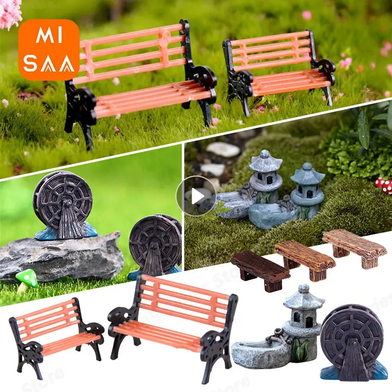 Sgabelli da banco in miniatura Micro paesaggi sedia in resina artigianato succulente Bonsai casa delle bambole Park Chair figurine Home Garden Decor