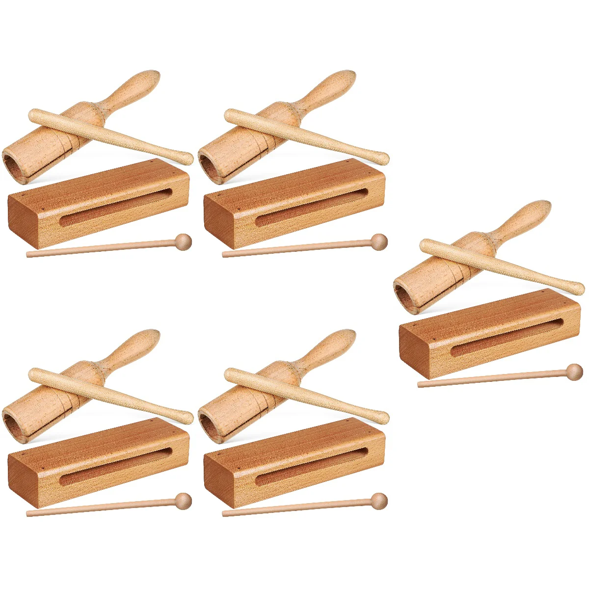 

5 Count Musical Instruments Toy Orff Wooden Block Handheld Rhythm Blocks Single Tone