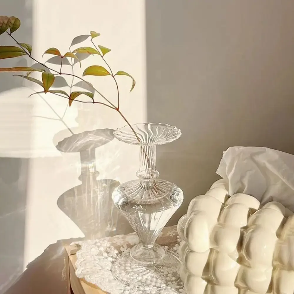 Light Luxury Glass Hydroponic Vase Exquisite High-grade Transparent Plant Pot Elegant Desktop Vase Container Home Decor