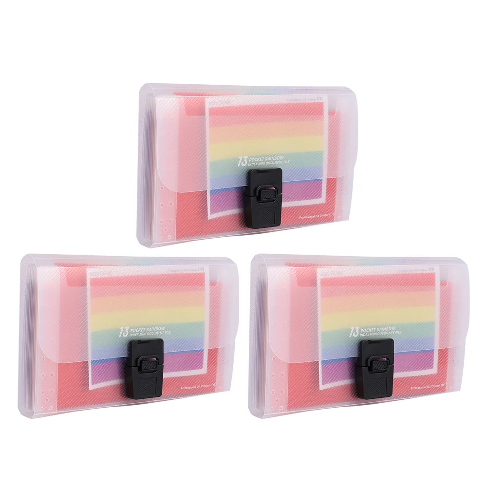 

3pcs A6 Size 13 Pockets Wind Bellows Organizer Plastic Document Folder For Receipts Bills Office School Expandable File Folder