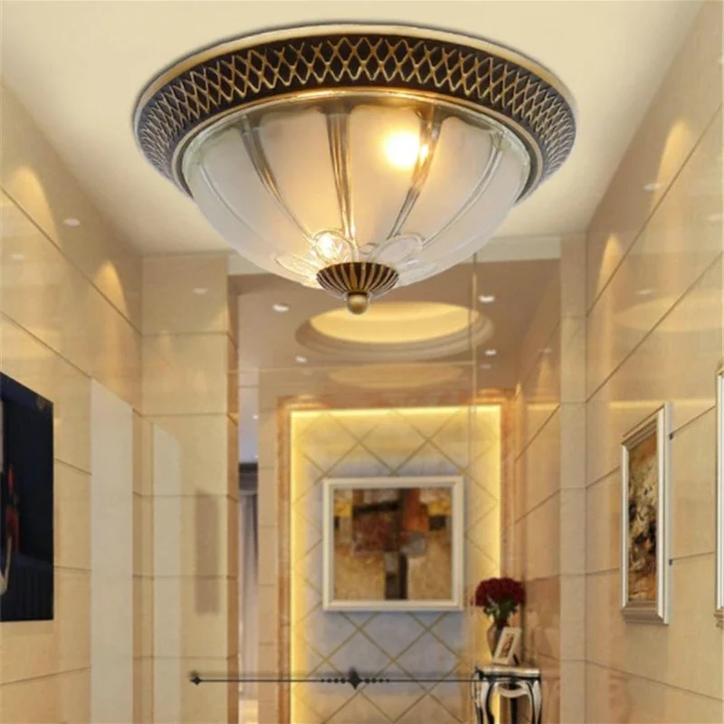 Modern Simple Living Room Ceiling Light Retro Bedroom Balcony Corridor LED Decorative Lights Light Luxury Round Chandelier