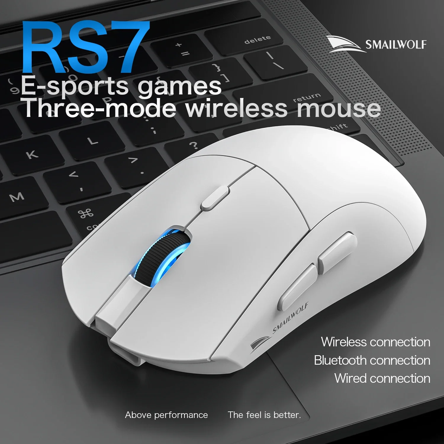 SMAILWOLF RS7 Gaming Mouse Bluetooth Wireless Three Mode PAW3311 Macro Driver E-sports Laptop Desktop Computer Business Office