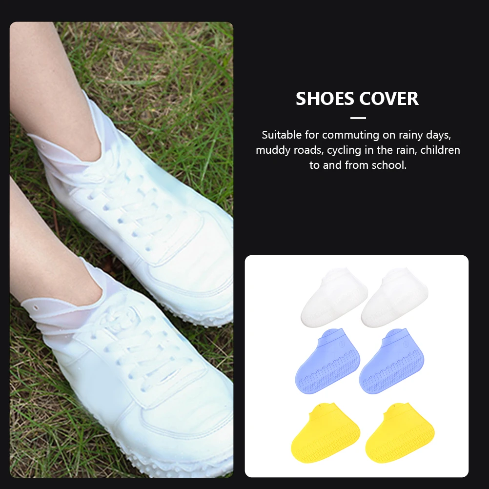 

3Pairs Short Boot Covers Silicone Anti-Slip Waterproof Overshoes for Rainy Days Unisex Comfortable Fit Foldable Travel Essential