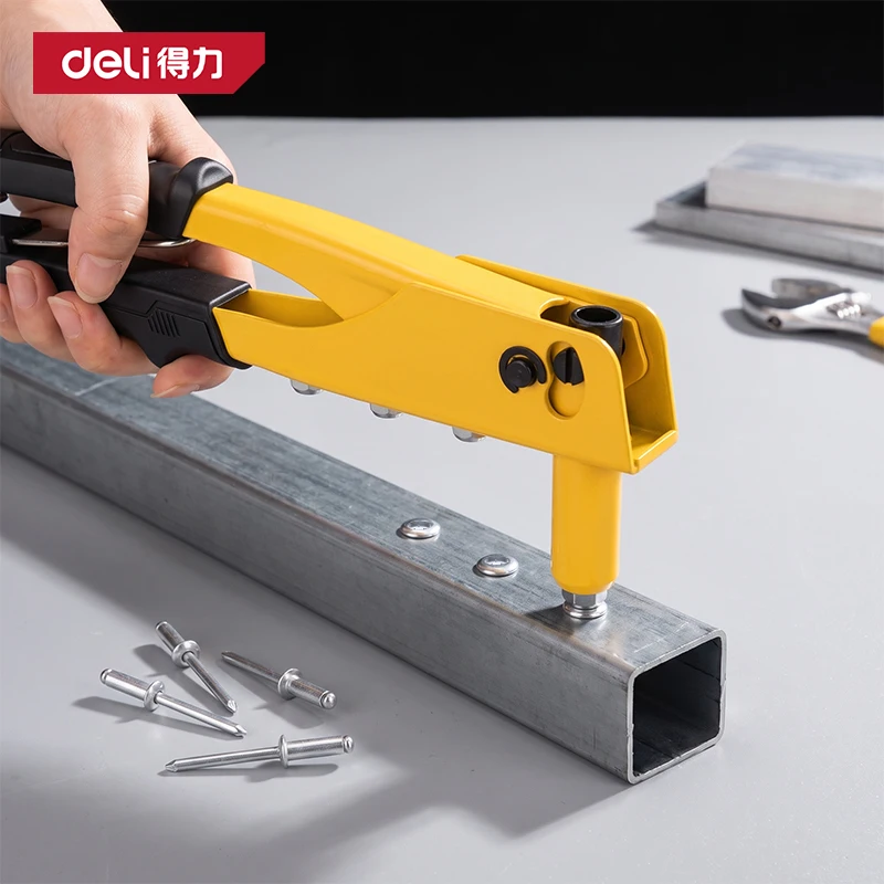 Pop Rivet Gun 20Cr Alloy Steel Jaws Hand Riveter 4 Interchangeable Nozzles 2.4/3.2/4/4.8mm Blind Rivet Tool for Metal Sheet