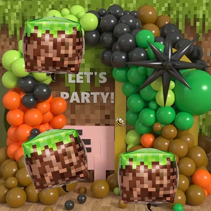 2/4 Stück 22 Zoll Pixel-Würfel Folienballons Videospiel-Miner-Thema Ballons Bergbau Geburtstagsparty Zubehör Gaming Foto-Requisiten Deko