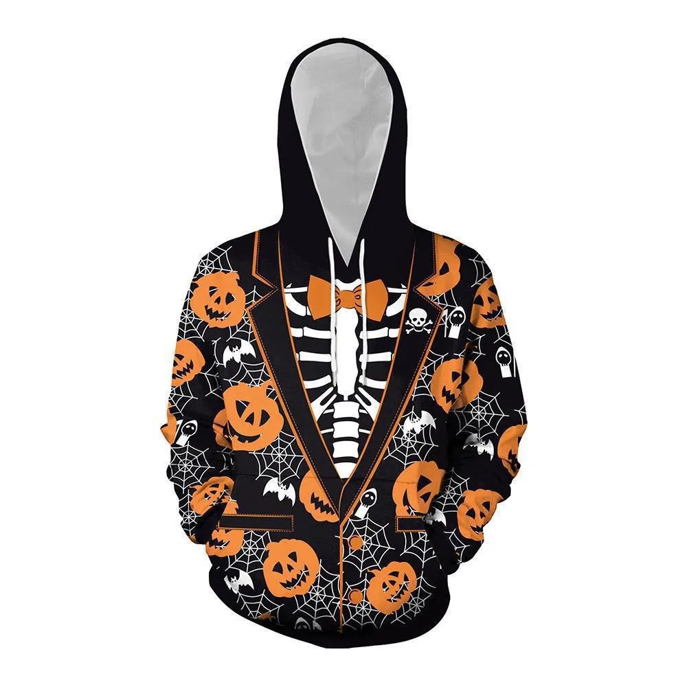 Chemise de Protection à Capuche pour Homme et Femme, Style Harajuku, Imprimé en 3D, Citrouille d'Halloween, Mode Décontractée