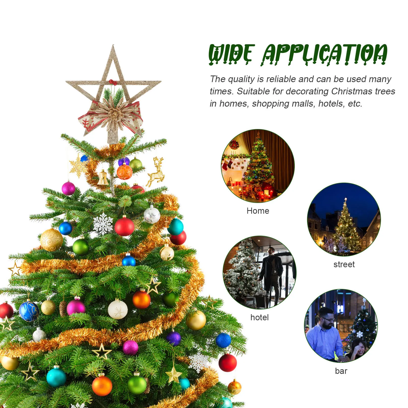 

Christmas Tree Star Topper Exquisite Five Pointed Star Adornment Xmas Tree Decoration Home Festival Party Ornament