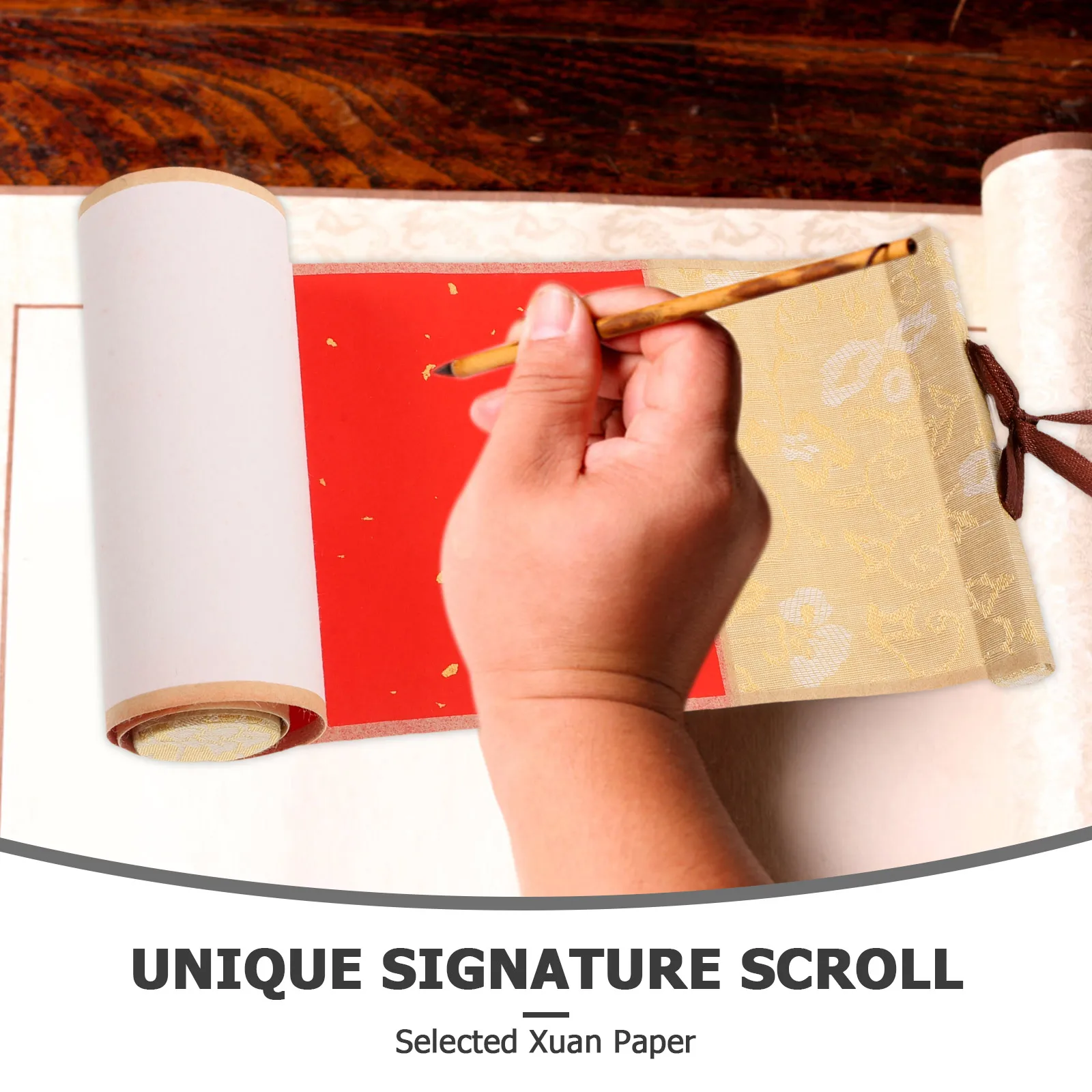 Blank Rice Paper Hanging Scroll Calligraphy Practice Caligraphy Wooden Pole Printable for Writing