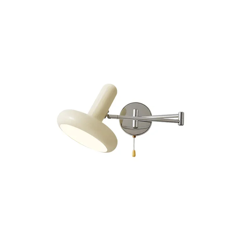 

Rocker arm bedroom bedside living room Nordic creative with switch cream wind study reading wall lamp