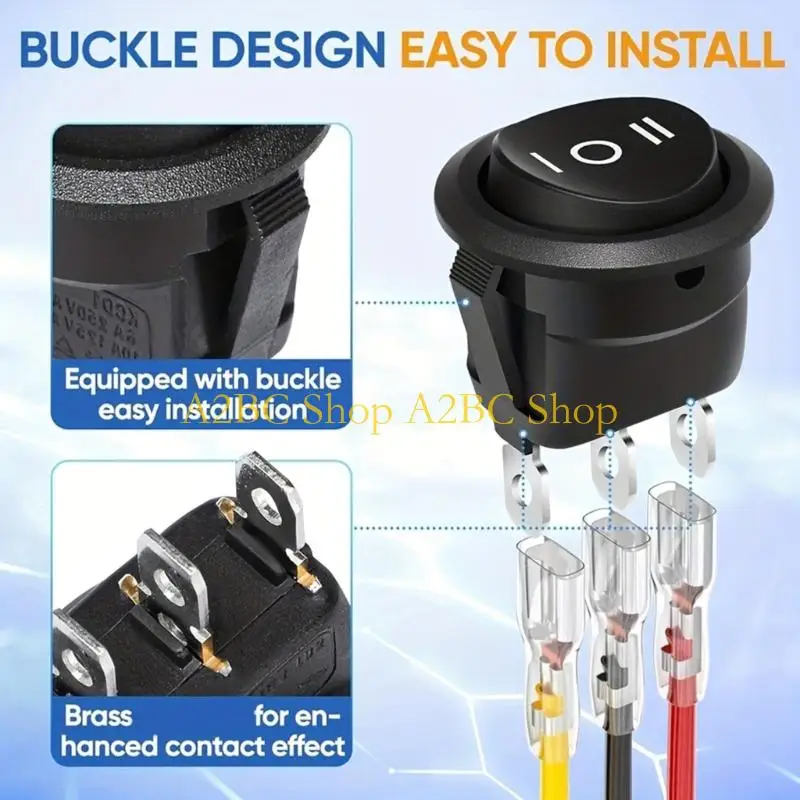 A2BC 3 Position Round Power Switches with Terminal Wires 20MM Hole for Car Motorcycle