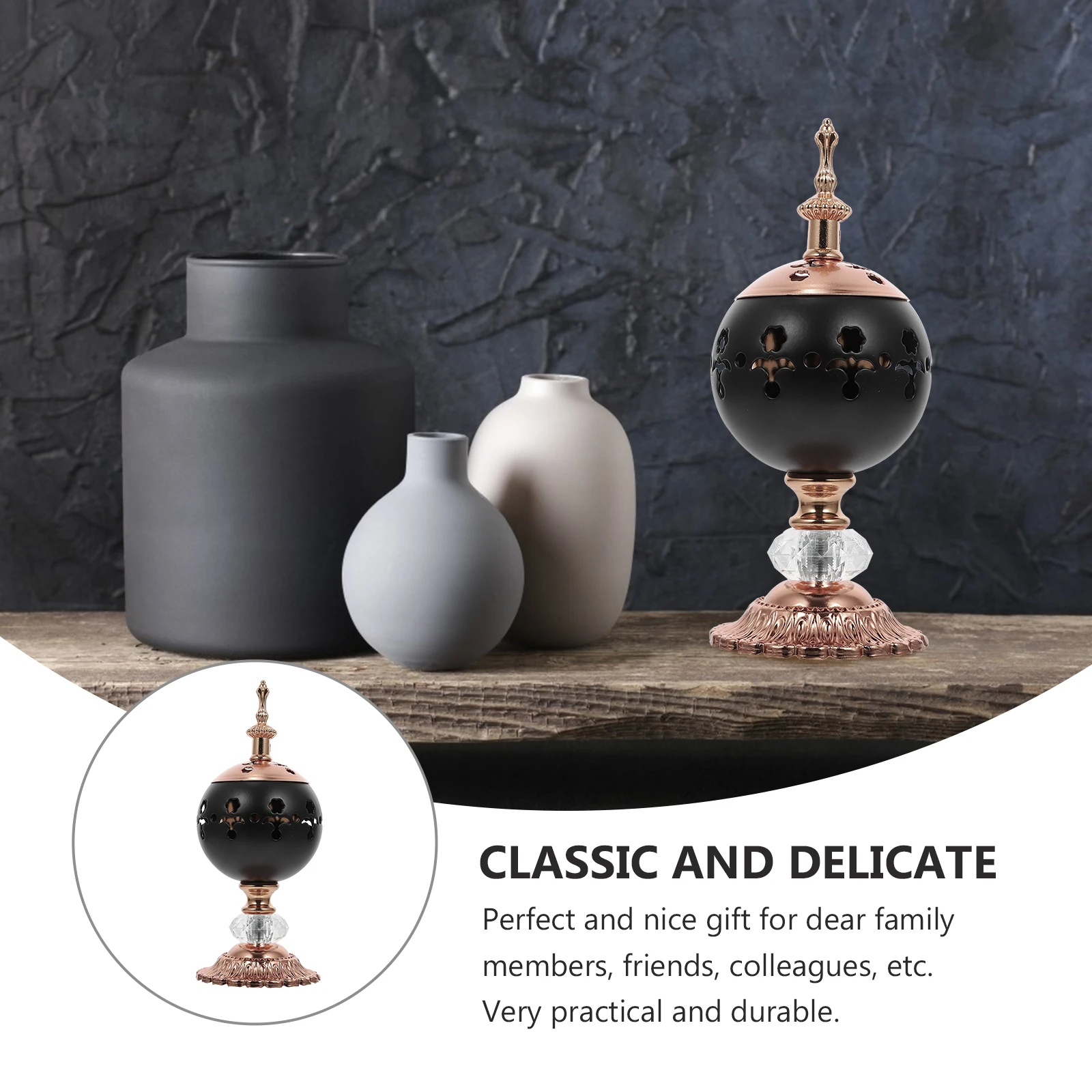 

1pc Iron Art Incense Burner Hollow Design Desktop Censer Decoration For Home Study Bedroom Yoga Studio Tabletop Aroma Burner