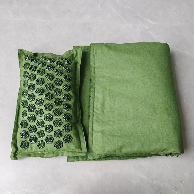 74*44cm Nature Linen Coconut Palm Massage Yoga Mat Sport Pillow Mat with Bag Lotus Spike Acupressure Cushion Accupresure Mat