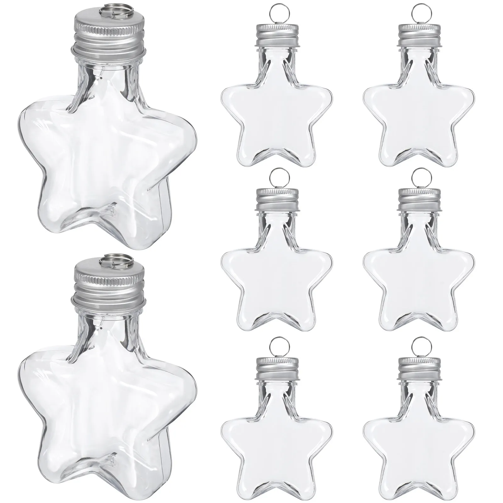 20Pcs Plastic Star Shape Clear For Christmas Decoration 50ML Hanging Caps Fillable Ornaments