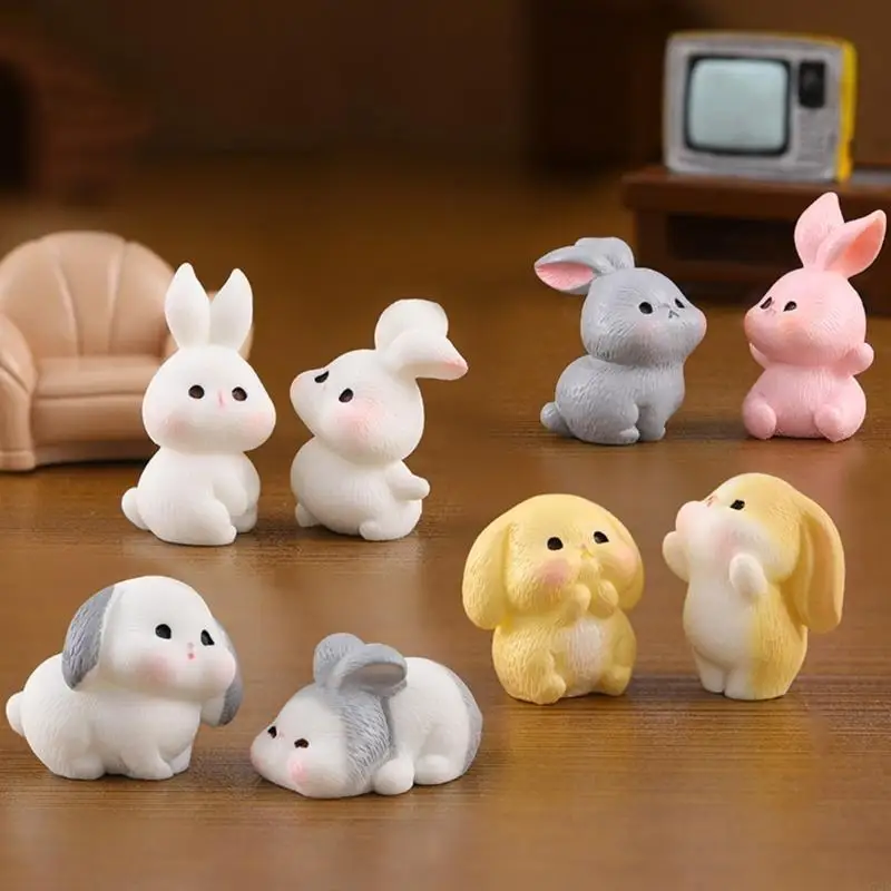 97qd Cine Easter Rabbit Figurine Miniature Statue per casa e per l'ufficio