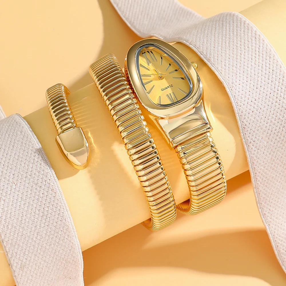 Luxurydiamondembedded Fashionable Snake-shape Bracelet Watch For Women Elegant Open Handbag Stylish European And American Design