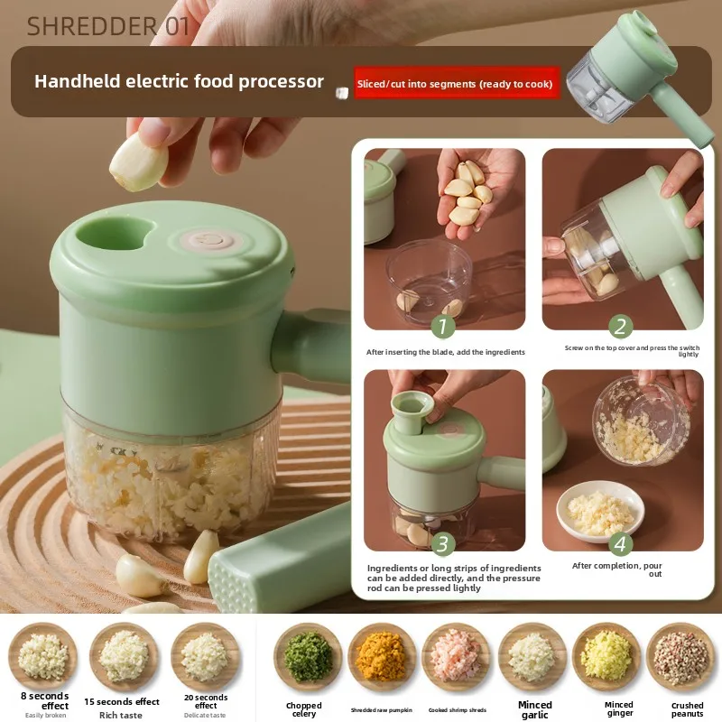 

Garlic Masher No-Hand Pull Garlic Tool Electric Food Processor Vegetable Chopper