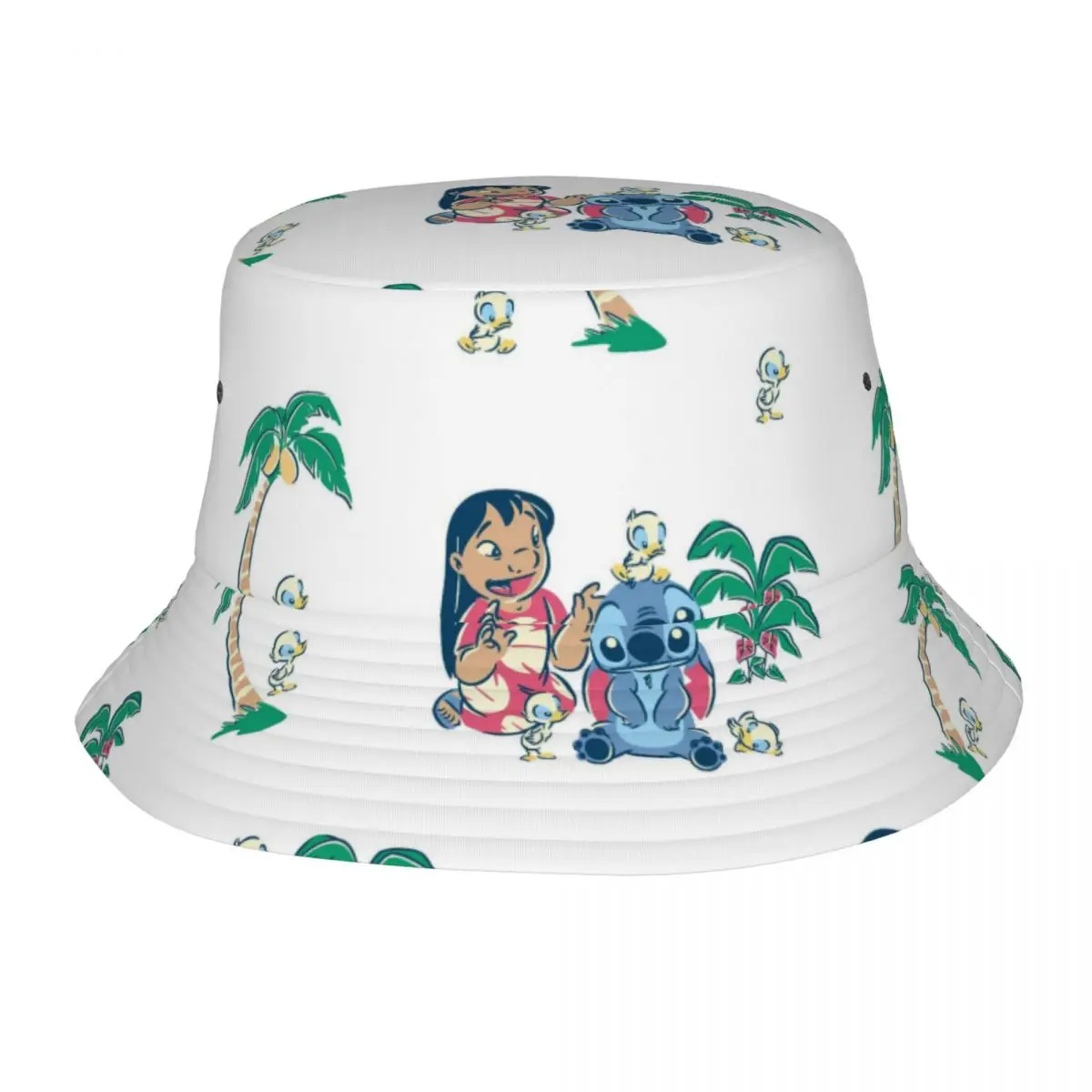 Girls Kawaii Lilo & Stitch Cartoon Bucket Hat Accessories Kawaii Bob Hat For Travel Headwear UV Protection