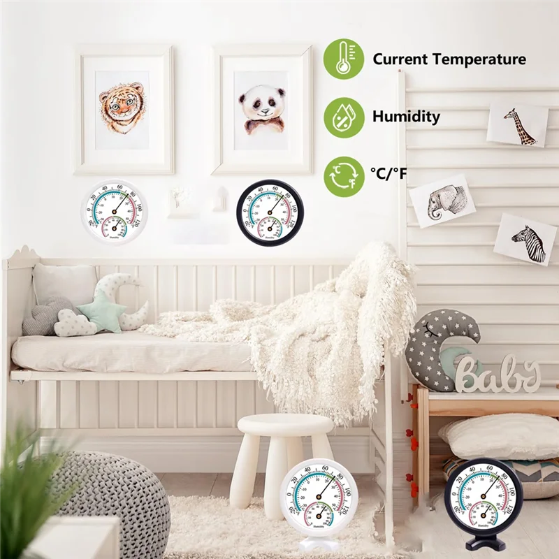 B94A 2PCS Mini Indoor Thermometer Hygrometer 2 In 1 Temperature Humidity Outdoor Monitor Gauge For Wall
