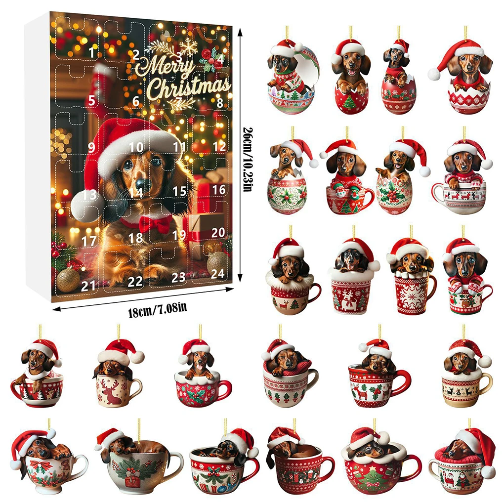 24pieces Excellent Christmas Gift Dachshunds 24 Days Calendar Collection Christmas Calendar Advent