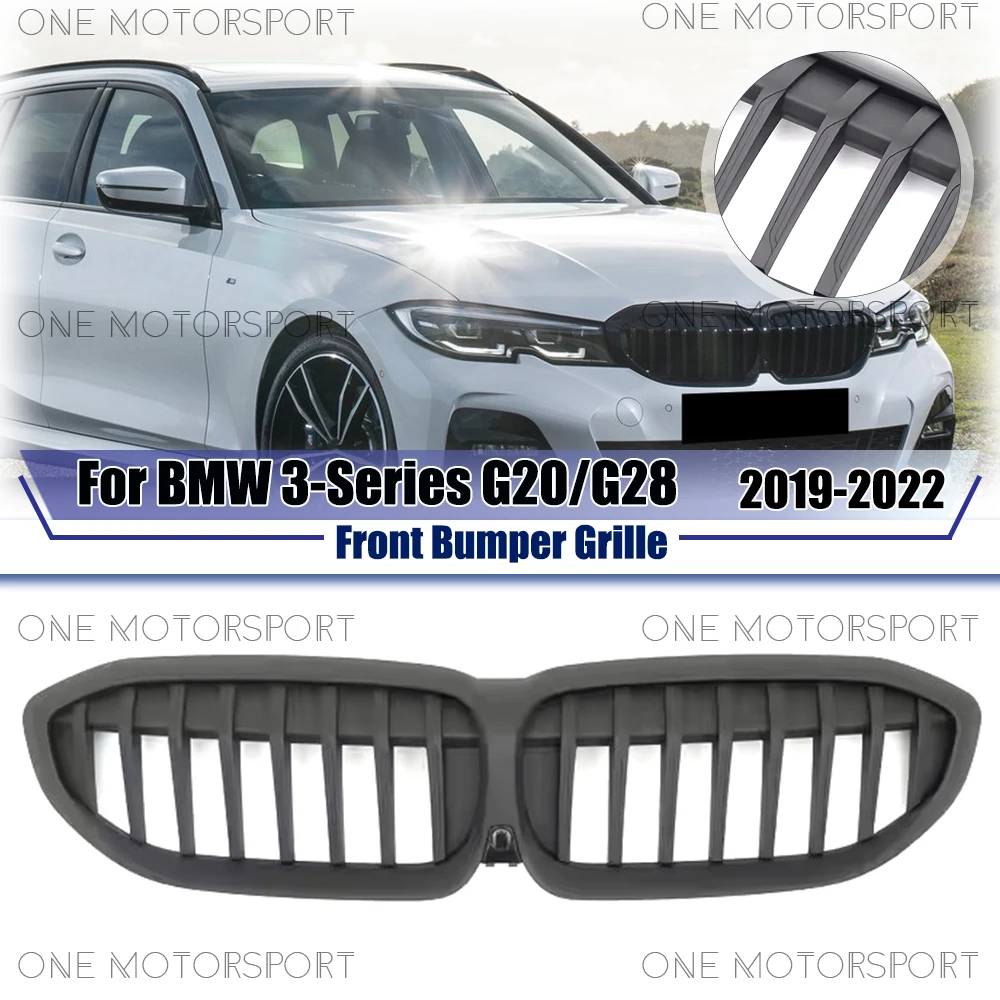 

Однолинейная гоночная решетка, решетки бампера для BMW 3-Series G20 G28 2019-2022, матовая черная решетка переднего бампера