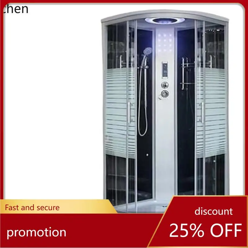 

ZML Home Shower Room Integrated Bathroom Tempered Glass Curved Fan-Shaped One-Piece Partition Bath Shower Room
