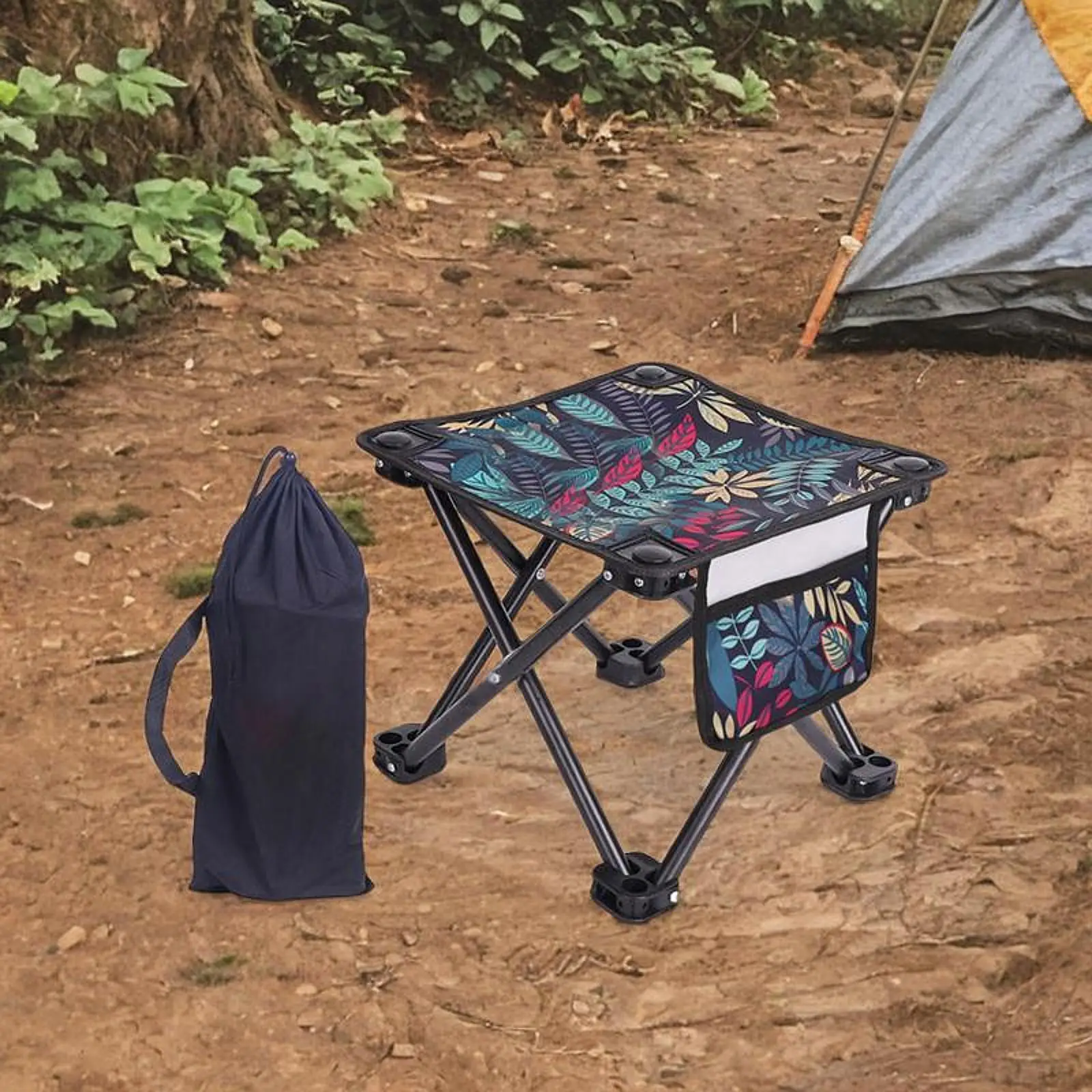 مقعد تخييم محمول صغير قابل للطي خفيف الوزن لصيد الأسماك في النزهة والشواء