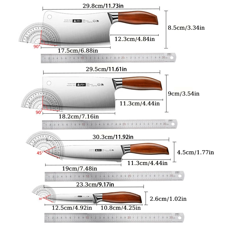 High-quality stainless steel kitchen knife set with imitation wooden handles,fruit knife,chef's knife, meat knife,and bone knife