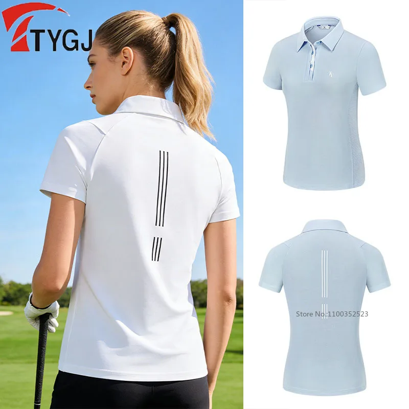 Ttygj 2026 New Golf Clothing Women Polo Collar Golf T-shirt Summer Breathable Mesh Sports Shirt Quick-dry Sweating Leisure Tops