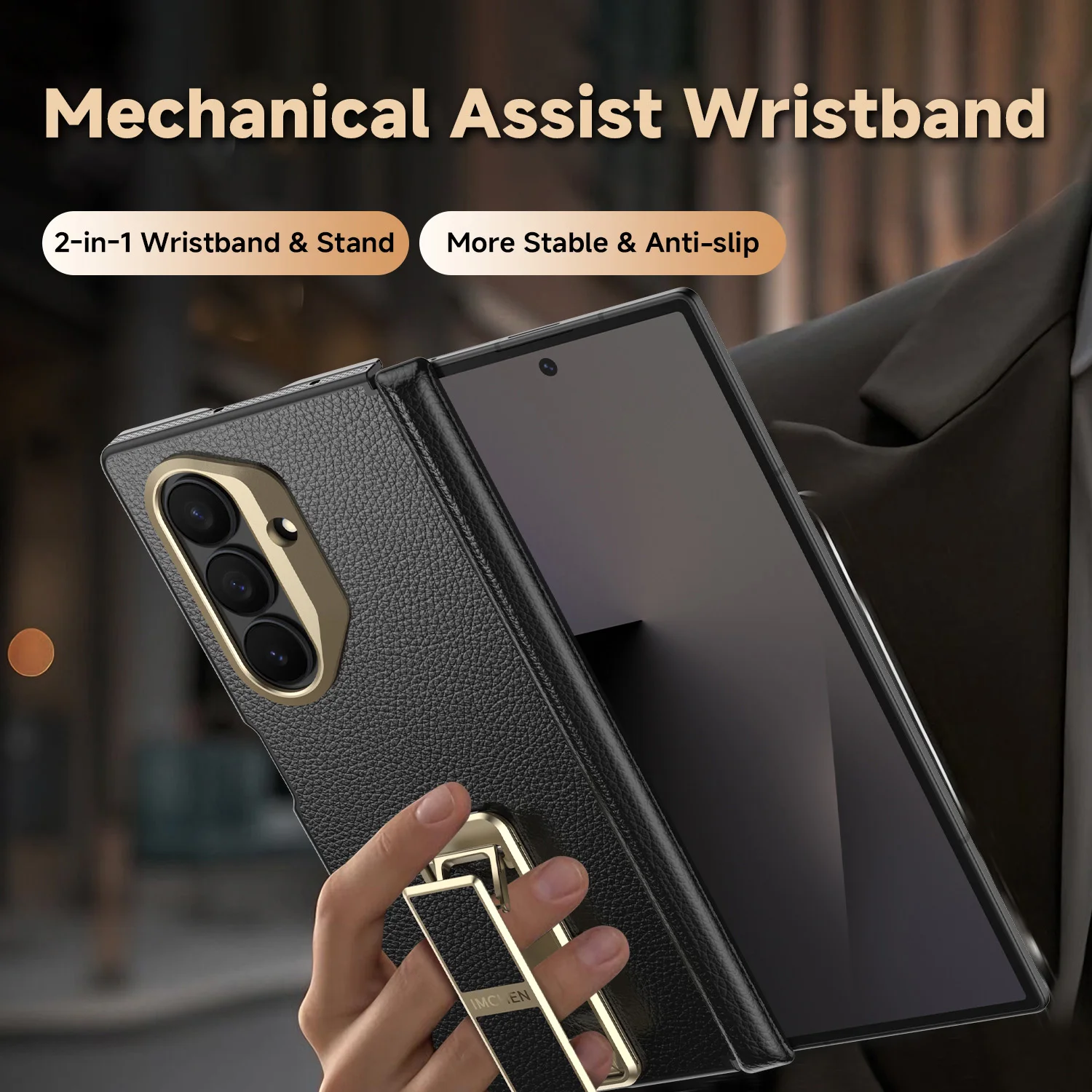 

Creative M2 Series Mechanical Wristband Stand Case for Z Fold 7 - 2-in-1 Wrist Strap & Stable Holder,Full Screen Edge Protection