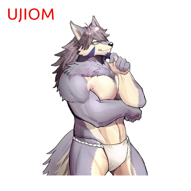 UJIOM Furry Wolf Cartoon Wall Sticker Creative Humorous Occlusion Scratch Decal Perfect For Cupboard Clothes Dryer Storage Flask