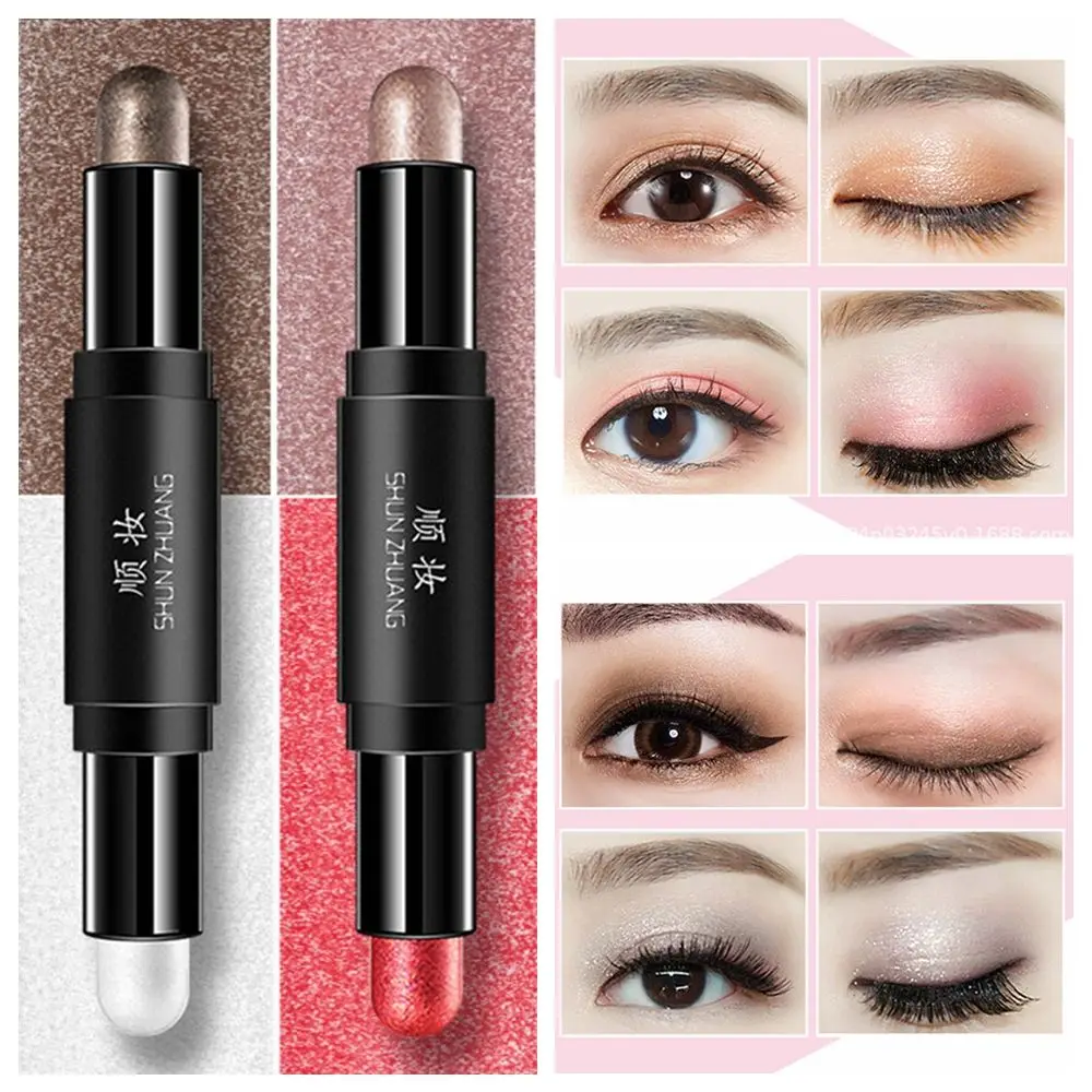 Two-Color Glitter Eyeshadow Stick Waterproof High Pigmented Long Lasting Shimmer Colorful Eyes Shadow Pencil Makeup