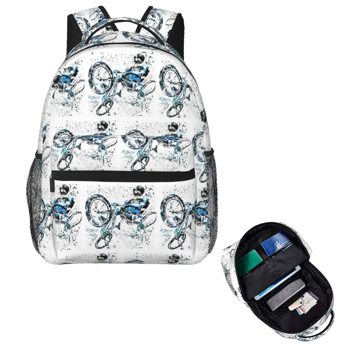 BMX Rider BMX Bike Student Backpack School Bag Hiking Travel Daypack for Men Women Fashion Bookbag Shoulder Bags