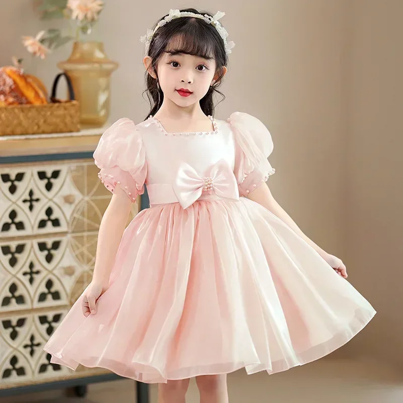 2024 Summer New Children's Dress Wholesale Piano Performance Dress Flower Girl Princess Dress Summer Dress