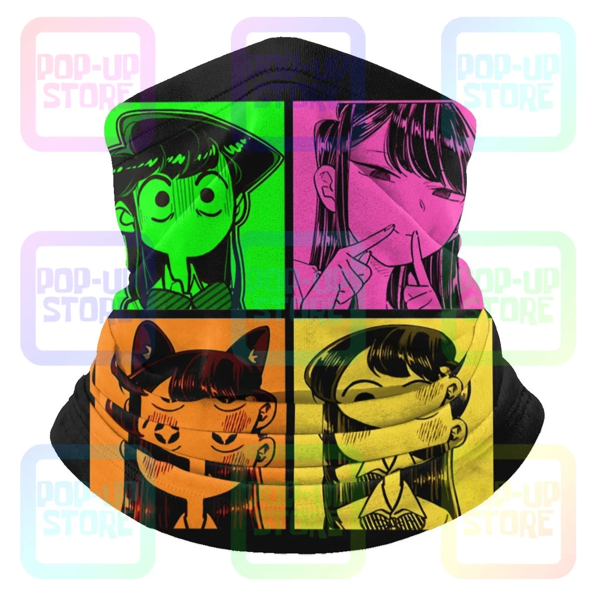 Manga Pop Art Komi San Curious Excited Smile 01 Microfiber Neck Gaiter Bandana Scarf Sports Printing Breathable