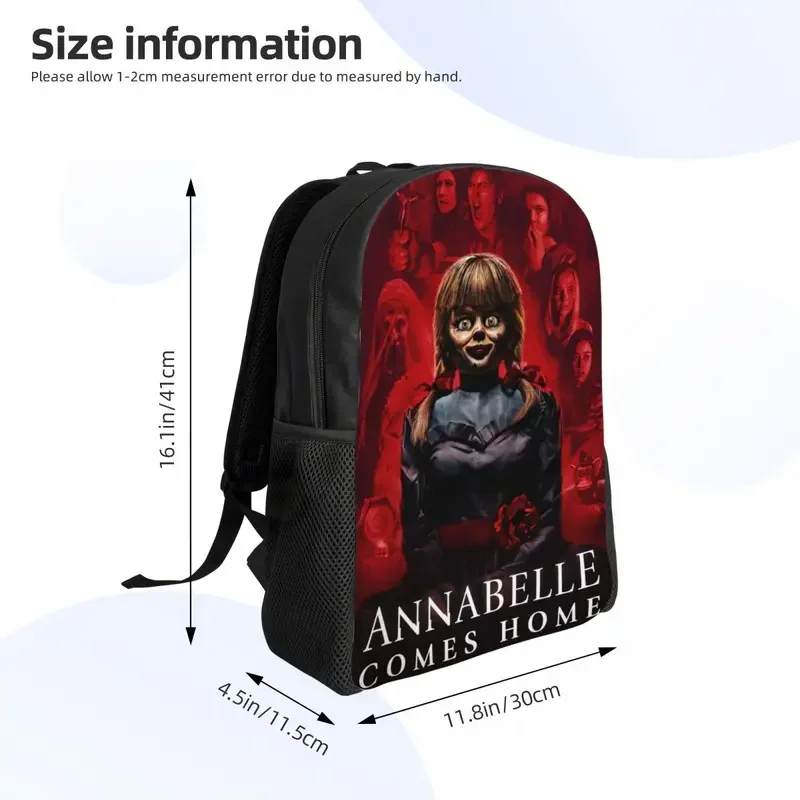 Mochilas personalizadas Annabelle para homens e mulheres, Bookbag casual para escola, faculdade Halloween, Horror Movie Character Bags