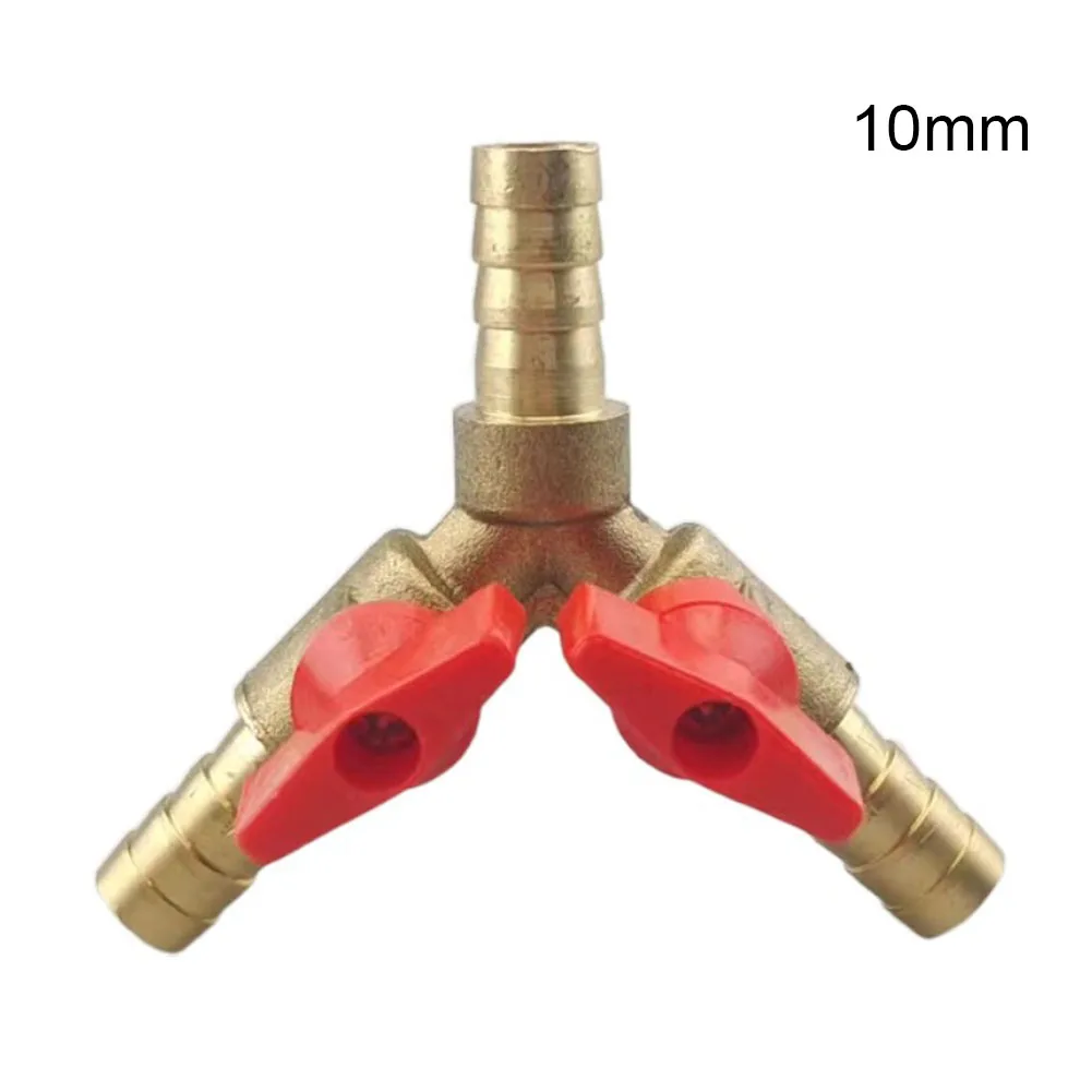 High Quality Brass Valve Shut Off Ball Valve 3-Way 8mm/10mm Pneumatic Fittings Water Pipe Fittings Brass Color