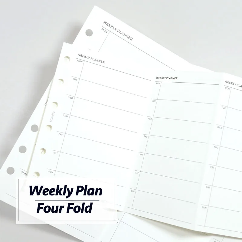 Fromthenon Simplified Weekly Plan Four Fold A6A7 Manual Ledger Loose Leaf Paper Replacement of Core Schedule Inner Page