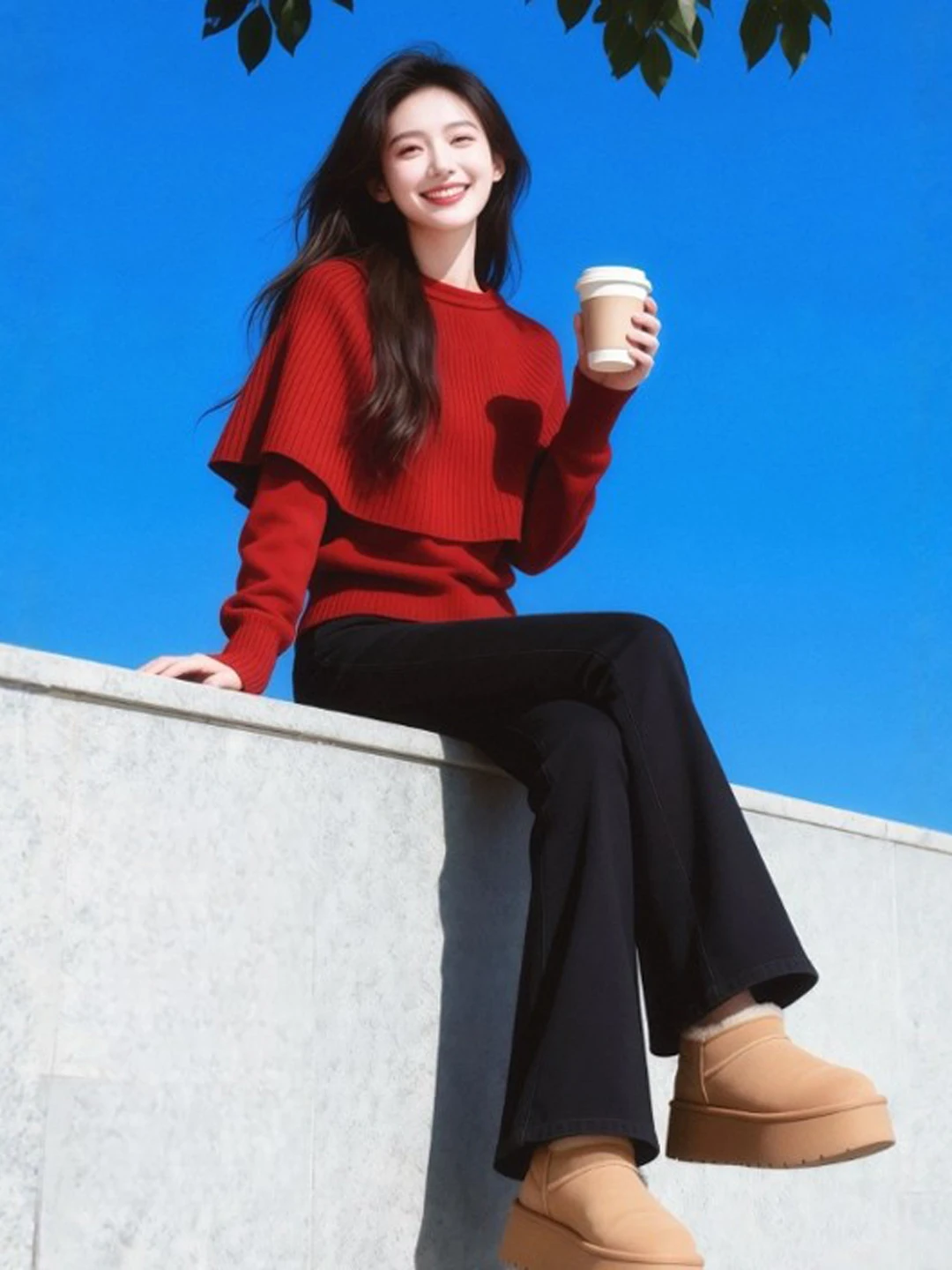 

Весенний красный трикотаж Slim Fit Unique Sister Sle Long Sve Korean Faion Повседневный цветной пуловер с круглым вырезом Ne